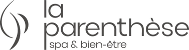 Logo de "la parenthèse" avec un symbole en forme de vague et la mention "spa & bien-être"